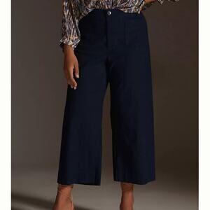 Maeve The Collette Linen Blend Wide Leg Crop Pants